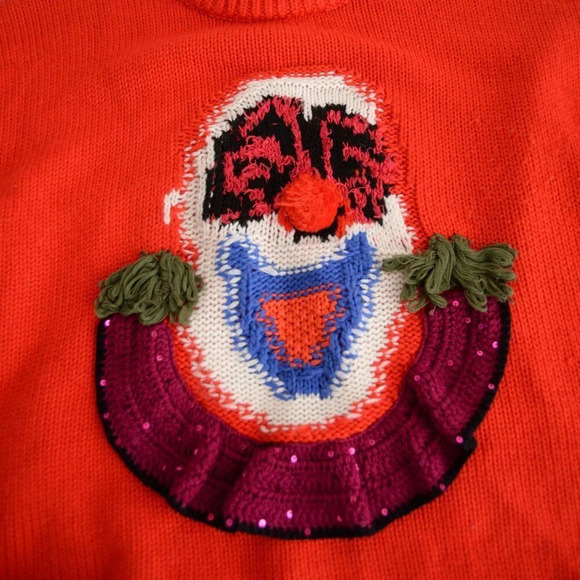 Rouje Paris Red Clown Face Knit 90%  Wool Sequins Sweater S - Picture 7 of 13